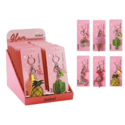 Llavero purpurina mixto - expositor 48 uds