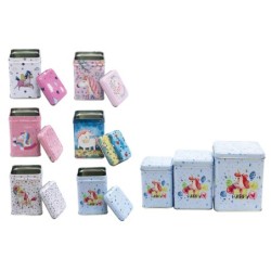 Caja de metal unicórnio - set 3 uni