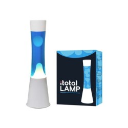Lámpara de Lava Gravity con Base Blanca, Líquido Azul y Cera Blanca