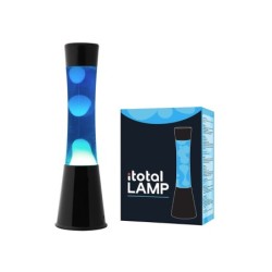 Lámpara de Lava Gravity con Base Negra, Líquido Azul y Cera Blanca