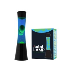 Lámpara de Lava Gravity con Base Negra, Líquido Azul y Cera Verde