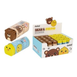 Goma de borrar en forma de animal BEAR & PIO PIO - expositor 24 uds