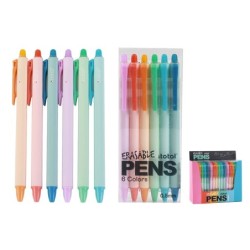Bolígrafos Borrables set 6 colores - expositor 12 uds