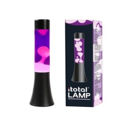 Lámpara de Lava Flared con Base Negra, Líquido Morado y Cera Blanca