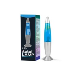 Lámpara de Lava LED Bullet con Luz Azul y Base Plateada