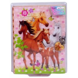 DIARIO C/CANDADO 3D CABALLOS 18 x 13 x 2 cm
