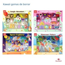 SET GOMAS DINO,SPACE,JUNGLE,FAIRY,4 SURTIDOS 28 x 21 x 3 cm.