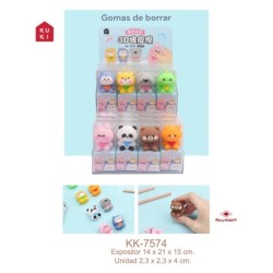 EXP.24 GOMAS 3D ANIMALES DEL ZOO Exp: 14,5 x 21 x 23 cm. Und: 3,5 x 3 x 7,5 cm.