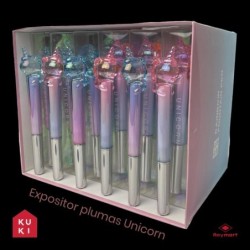 EXP.36 PLUMAS COLORES RAINBOW UNICORNIO EXP. 21,5 x 17,5 x 15,5 cm. UNID. 16 x 3 cm.