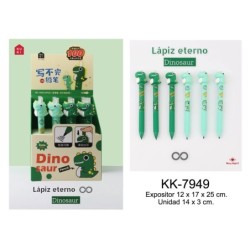 EXP.24 LAPICES INFINITOS DINOSAURIO Exp: 16,8 X 12,5 X 25 cm. Und: 14,5 x 2,5 x 2 cm.