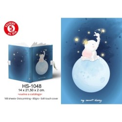 DIARIO A5 168H.C/CANDADO ELEPHANT 14 x 21,50 x 2 cm.