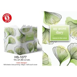 DIARIO A5 168H.C/CANDADO LEAVES IN THE WIND 14 x 21,50 x 2 cm.