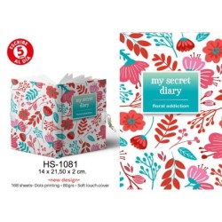 DIARIO A5 168H.C/CANDADO FLORAL ADDICTION 14 x 21,50 x 2 cm.