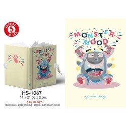 DIARIO A5 168H.C/CANDADO MONSTER MOOD 14 x 21,50 x 2 cm.