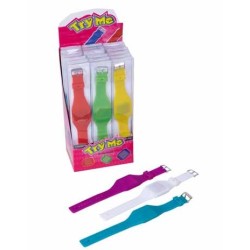 EXP.18 RELOJES TOUCH SCREEN LED ,6 COLORES Expositor: 33x 14x 9,5 cm Unidad: 25,5 x 1 cm