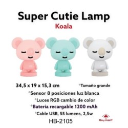 LED LAMP KOALA RGB 8 CAMBIOS COLOR ,3 COLORES 25,3 x 18,5 x 32,4 cm.