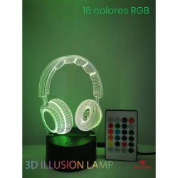 LAMPARA LED 3D NIGHTLIGHT AURICULAR CONTROL REMOTO 11 x 8,5 x 17,5 cm
