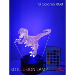 LAMPARA LED 3D NIGHT LIGHT DINO CONTROL REMOTO 13,5 x 8,5 x 15 cm