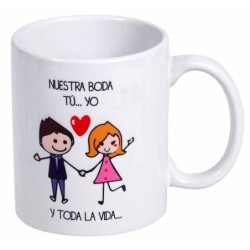 MUG CON MENSAJE NUESTRA BODA...TU..YO.. 8 x 8 x 9,5 cm.