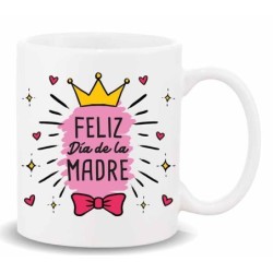 MUG CON MENSAJE ,FELIZ DIA DE LA MADRE 8 x 8 x 9,5 cm.