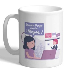 MUG CON MENSAJE ,PROFESOR ONLINE 8 x 8 x 9,5 cm.