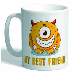 MUG CON MENSAJE MONSTERS,MY BEST FRIEND BROWN 8 x 8 x 9,5 cm.