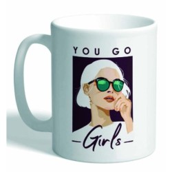 MUG CON MENSAJE YOU GO ,GIRLS 8 x 8 x 9,5 cm.