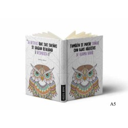 LIBRETA C/ MENSAJE A5 MANDALA BUHOS Tamaño A5