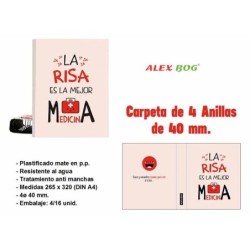 CARPETA 4 ANILLAS ,LA RISA ES LA MEJOR MEDICINA 32 x 26 x 5 cm