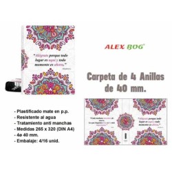 CARPETA 4 ANILLAS ,COL.MANDALA,ALEGRATE PORQUE.... 32 x 26 x 5 cm