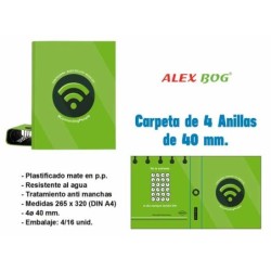 CARPETA 4 ANILLAS CONECTING PEOPLE VERDE 32 x 26 x 5 cm
