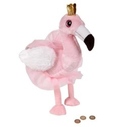 HUCHA PELUCHE FLAMENCO CON CORONA 46 x 22 x 30 cm.