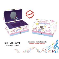 JOYERO MUSICAL MEDIANO UNICORN AND STAR 17,8 x 11,5 x 9,9 cm.