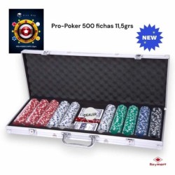 MALETA ALUMINIO JUEGO POKER 500 FICHAS 56 x 20,5 x 7 cm