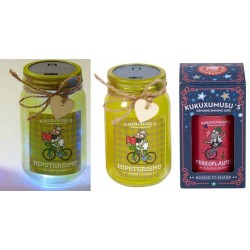 TARRO CON LUZ KUKUXUMUXU HIPSTERISMO Caja: 8,5 x 8,5 x 14,5 cm Tarro: 8 x 8 x 14 cm