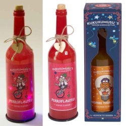 BOTELLA CON LUZ KUKUXUMUXU PERROFLAUTEO 29,5 x 8 x 8 cm.