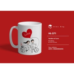 MUG ENAMORADOS LOVE ON TANDEM 8 x 8 x 9,5 cm.