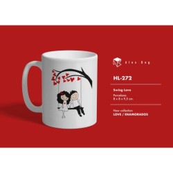 MUG ENAMORADOS LOVE ON SWING 8 x 8 x 9,5 cm.
