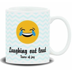 MUG CON MENSAJE EMOTICON,PARTIRSE DE RISA.... 8 x 8 x 9,5 cm.