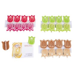 SET 10 PINZAS TULIPANES DECORACION ,3 COLORES Blister: 14 x 8 x 1 cm