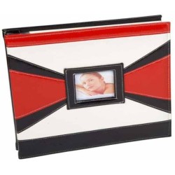 ALBUM FOTOS GRANDE SIMIL PIEL BLANCO,ROJO Y NEGRO 5 x 27,5 x 30 cm