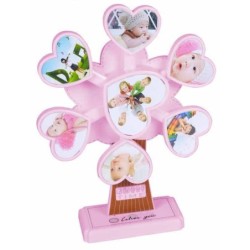 PORTAFOTOS MULTIPLE GIRO CORAZON ROSA 32 x 24 x 7,5 cm