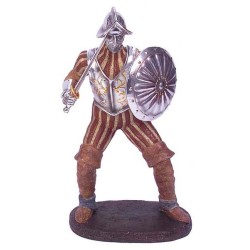 FIGURA CONQUISTADOR C/ESPADA Y ESCUDO 30 x 16 x 10 cm