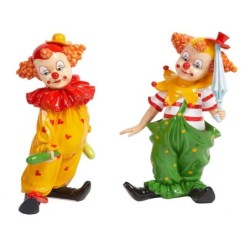 PAYASO CERAMICA MEDIANO,2 MODELOS,PARAGšAS Y BOLO 18 x 10 x 6 cm