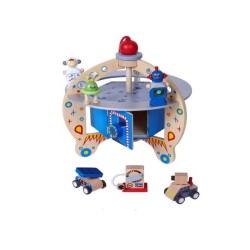 NAVE OVNI MADERA ,7 PZAS. 35 x 27 x 21 cm.