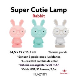 LED LAMP RABBIT GAFAS RGB 8 CAMBIOS COLOR ,3 COL. 19 x 15,3 x 34,5 cm.
