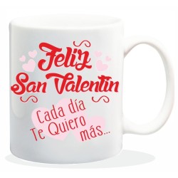 MUG ENAMORADOS FELIZ SAN VALENTIN.... 8 x 8 x 9,5 cm.