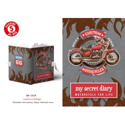 DIARIO TAMAÑO A5 CON CANDADO MOTORCYCLE FOR LIFE 14 x 21,50 x 2 cm.