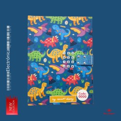 DIARIO CON CLAVE DINOS 15 x 20,50 x 3 cm.