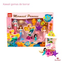 SET GOMAS SURTIDAS MERMAID PRINCESS 28 x 21 x 3 cm.